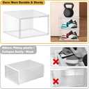 12 Pack Plastic Shoe Storage Boxes Fit US Size 13, Clear Stackable Shoe Display Case with Acrylic Magnetic Side Door, Shoe Containers for Sneaker Storage, Hats, Figure, Collectible
