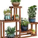 Pine Wood Plant Stand Indoor Outdoor Multi Layer Flower Shelf Rack Higher and Lower Plant Holder in Garden Balcony Patio Living Room (4 Tiers )