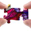 Stained Glass Flower Butterfly Puzzle for Adults 1000 Pieces, Round Mosaic Art Jigsaw Puzzle, Colorful Floral Puzzle