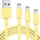 3 Pack Apple MFi Certified Charger Cable 6ft, Lightning to USB Cable Cord 6 Foot, 2.4A Fast Charging,Apple Phone Long Chargers for iPhone 13/12/11/11Pro/11Max/ X/XS/XR/XS Max/8/7/6 Yellow