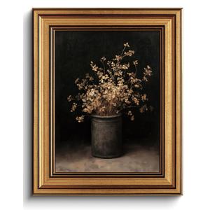 Vintage Moody Floral Gold Framed Canvas Wall Art 16x24
