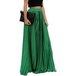 ebossy Women's High Waist Flowy Pleated Chiffon Maxi Skirt