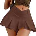 SOFIA'S CHOICE Women Sexy Pleated Mini Skirts Summer A Line Flare Skater Skirt, Bronze, Large