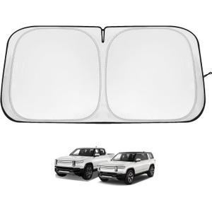 BestEvMod Windshield Sunshade Compatible with 2022-2025 2026 Rivian R1S R1T Accessories Foldable Front Window Sunshade Sun Visor Protector Blocks Glare UV Ray Sun Protection Custom Fit