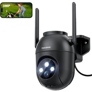 3MP Security Camera Outdoor Wired: Camera for Home Security Outdoor 2.4G/5G WiFi Homekit Dome Surveillance Video Cam Outside 360 PTZ Auto Tracking Color Night Vision 24/7 Recording Motion Detection