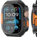 YIJDACASE Rugged Waterproof Case for Apple Watch Ultra 3/2/1 49mm with Screen Protector,Metal & PC Bumper+9H Tempered Glass,Stylish Shockproof Cover for Sports,Black/Orange