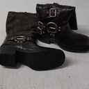 DREAM PAIRS Women's Knee High Riding Boots Side Zipper Motorcycle Boots Square Toe Chunky Heel Fashion Buckles Biker Boots (10, Black/Brown)