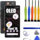 OLED LCD Display Compatible with Google Pixel 7A Screen Pantalla Touch Digitizer Replacement [with Frame] [with Fingerprint] with Repair Tool kit
