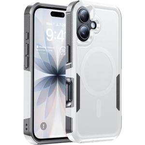 Magnetic for iPhone 17 Case Military-Grade Shockproof, Rugged Phone Case, Heavy Duty Protection Cover [Compatible with MagSafe] Anti-Fingerprint Anti-Scratch for iPhone17 6.3", White