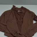 AVGO Women's Cropped Running Workout Jackets Zip Slim Fit Athletic Tops with Thumb Holes(Roasted Brown, S)