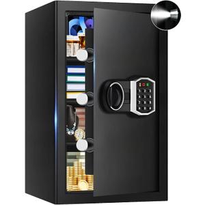 5.2 Cuft Large Safes for Home, Security Fireproof Safe Box with Programmable Keypad, Spare Keys and Removable Shelf, Anti-Theft Digital Home Safes Water and Fire Proof Document Box for Money Valuables