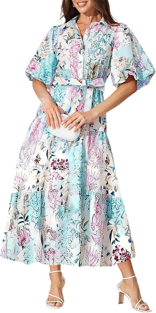 Sissyaki Women's Floral Maxi Dress 2026 Summer Spring Wedding Guest Dress (Teal), Large