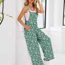 Womens Summer Casual Jumpsuits Baggy Wide Leg Floral Overalls Rompers for women 2025 With Pockets (L)