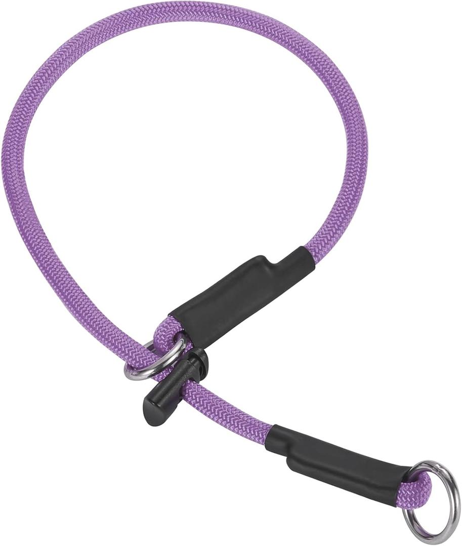 Martingale Dog Collar, 5/16 High-Strength Nylon Rope Slip Collar with Spring-Loaded Adjustable Stopper for Small, Medium & Large Dogs(Light Purple, 18 inch)