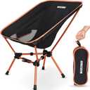 MARCHWAY Lightweight Folding Camping Chair with Spring Lock, Stable Compact Portable for Outdoor Camp, Travel, Beach, Picnic, Festival, Hiking, Backpacking (Lowback Orange)