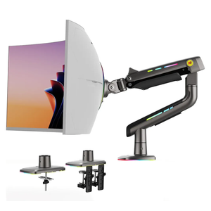 NB Gaming Monitor Arm for Screen up to 60 inches, Holds 44 lbs(20 kg), VESA 75/100, RGB Light, Heavy Duty Monitor Stand, Aluminum Ultrawide Screen Mount Height Angle Adjustable Grey Black