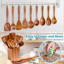 HOWHONG Wooden Spoons for Cooking, Premium Acacia Wood Kitchen Utensil Set, Handmade Wooden Utensils for Nonstick Cookware, Heat Resistant, Smooth Finish, Comfortable Grip, with Holder, Gift Ready