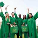 JaGely 30 Pcs 2026 Graduation Gift Bags with Handles Bulk Reusable Non Woven Congrats Grad Tote Bags 11 x 12 x 5 Inch Graduation Party Favors for College High School Graduate Decorations(Green)