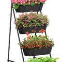 Vertical Garden Planter 5 Tiers Raised Garden Bed Outdoor Standing Herb Garden Planter with Drainage Holes and Removable Tray Planters for Outdoor Plants Vegetables Flowers Black