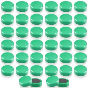 QOJOPU Fridge Magnets - 13Pcs Strong Heavy Duty Refrigerator Magnets for Whiteboard Kitchen Fridge Locker Classroom & Office - Decorative Round Cute Small Magnets for Photos, Notes, Calendar (Green)