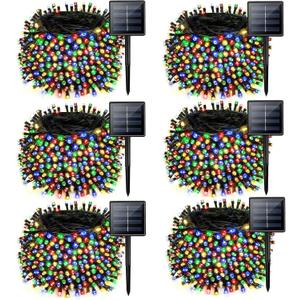 6 Pack Solar Chrismas Lights Outdoor, 285 FT Total 720 LED Solar String Lights for Outside with 8 Modes & Memory Function, Waterproof Twinkle Light for Xmas Tree Yard Party Decorations (Multicolor)