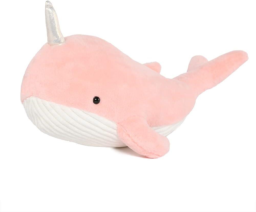 Tezituor 24 Inch Narwhal Stuffed Animal, Hugging Soft Ocean Narwhal Pillow Gift for Girls Kids, Cute Pink Large Stuffed Whale Plush Toy Christmas Deaor Gift