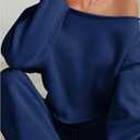 SOLY HUX Women's 2 Piece Outfits Fall Sweatsuits Off The Shoulder Crop Top Wide Leg Sweatpants Casual Matching Lounge Sets (Blue, M)