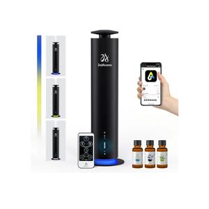 Waterless Scent Diffuser Starter Kit, Diffusers for Home Office Hotel 1000 Sq Ft Coverage, Cordless Essential Oil Diffuser Large Room with 3 Mood Lights, 3 Scent Oils, App Control, Black