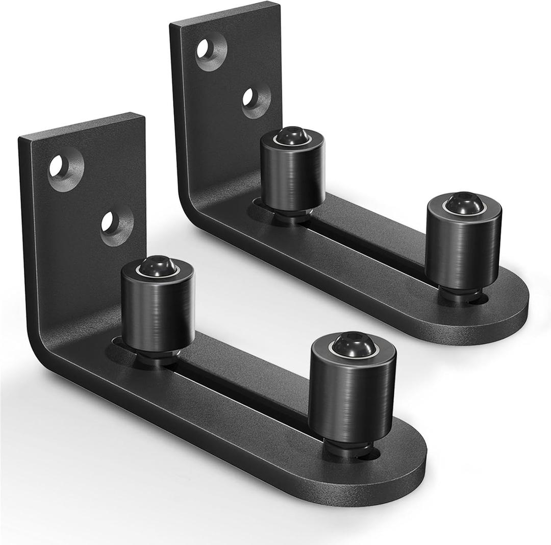 EaseLife 2 Pack Barn Door Floor Guide,2 Assemble Setup Options,Wall Mount System,Adjustable Ball Bearings Stay Roller,Flush Flat Bottom Design,Black