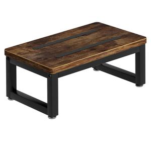 Wooden Step Stools with Anti Slip Pat for Adult, Heavy Duty Bedside Foot Stools with 400-LBS Capacity for High Beds, 7" Tall Bed Steps for Bedroom Kitchen Bathroom, Rustic Brown