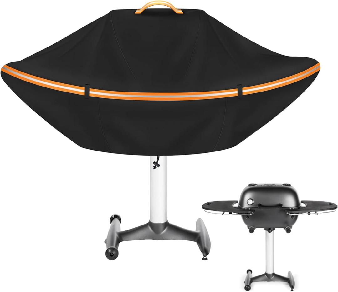 BBQ Grill Cover Fits for PK 360 Grill and Smoker, Grill Accessories, 600D PU Heavy-Duty Grill Cover Waterproof, 50+ UPF UV-Shield, WindLock Elastic Hem (Black, FIT for PK360)