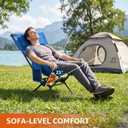 Armless Rocking Camping Chair for Adults, Portable Folding Outdoor Rocker with Spring-Action Technology, Heavy Duty Mesh Camp Chair for Fishing, Tailgating & Picnic, Supports up to 500 lbs, Blue