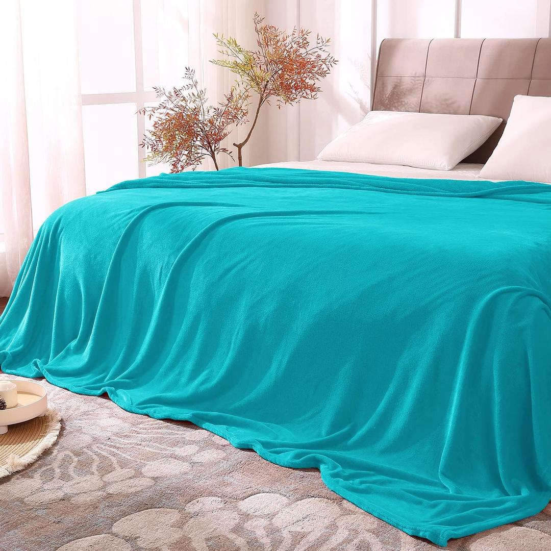 BEDELITE Fleece Blankets Queen Size Teal Throw Blankets for Bed, Luxury Plush Cozy Fuzzy Blanket 90x90 inches, Super Soft Warm Lightweight Throw Blanket All Seasons Suitable