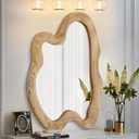 AAZZKANG Asymmetrical Wall Mirror Rustic Wooden Framed Large 24"x16"