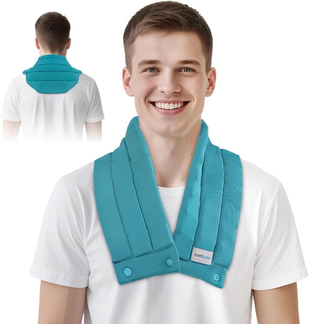 Neck Ice Pack Wrap for Cervical Pain and Cooling, 2 Hours Long Lasting Cold Ice Pack for Neck Shoulders, Flexible Cold Pack for Hot Weather, Hot Flashes, Surgery, Swelling