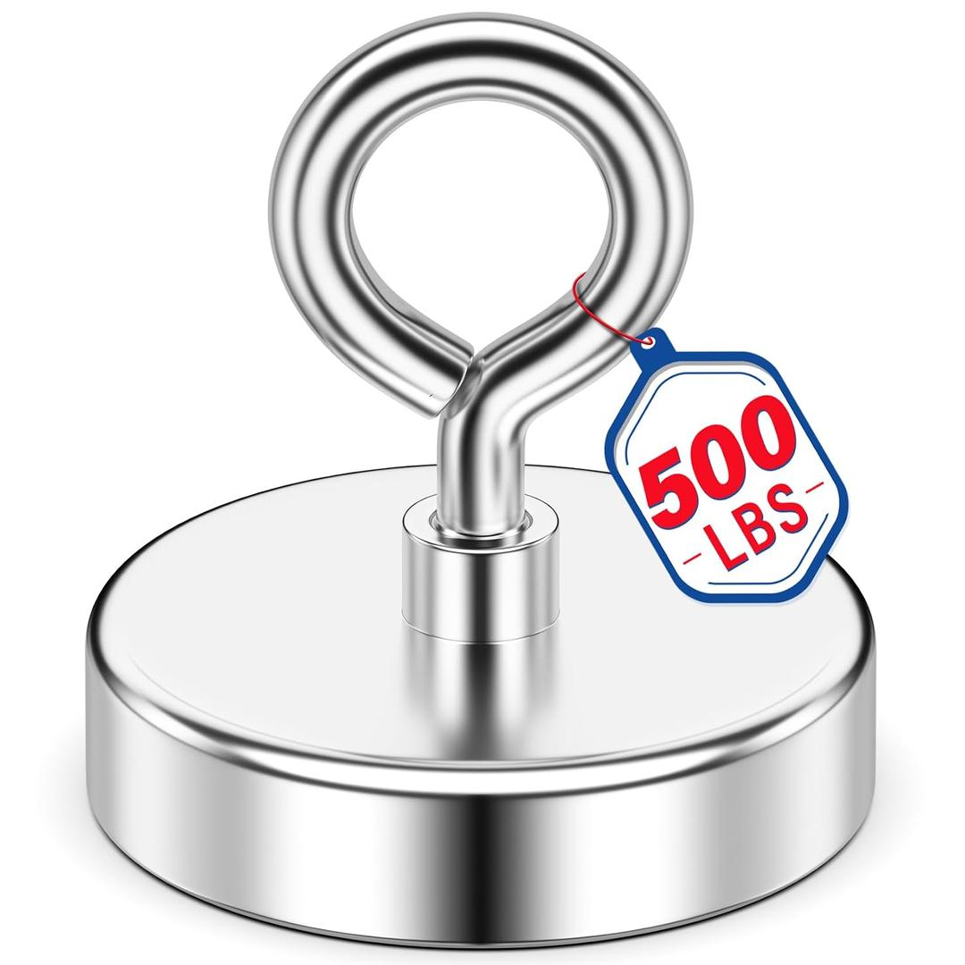 Strong Fishing Magnet 2.36 inch 500lbs Rare Earth Magnet Heavy Duty Large Security Tags Removal Tools High Power Super Strong Gift Magnets Heavy Duty for Fishing, Treasure Hunting, Item Retrieval