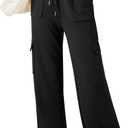 Aleumdr Women's Cargo Sweatpants Fleece High Waisted Wide Leg Pants Athletic Casual Baggy Sweat Pants with Pockets (XX-Large, Black)