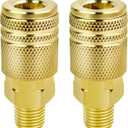 2 Packs 1/4" NPT M-Style Air Coupler Quick Connect Fittings - High Flow Brass Couplers for Air Compressors, Tools, and Accessories - Air Hose Coupler And Fittings