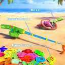 CozyBomB Magnetic Fishing Toys Game Set for Kids | Water Table Bathtub Kiddie Pool Party Pole Rod Net, Outdoor Plastic Floating Fish, Toddler Bath Color Ocean Sea Animals Birthday Gift Age 3-5 6 4-8