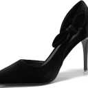 Coutgo Womens Stiletto High Heels Closed Pointed Toe Bow Pumps D'Orsay Wedding Bride Dress Shoes