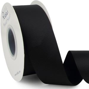 Ribbli Black Grosgrain Ribbon, 1-1/2 inches x Continuous 25 Yards, Use for Bows DIY Hair Accessories,Gift Wrapping, Craft and Sewing