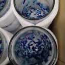 15 oz Hand Blown Mexican Drinking Glasses - Set of 6 tumblers, 15 fl oz each, Blue Confetti
