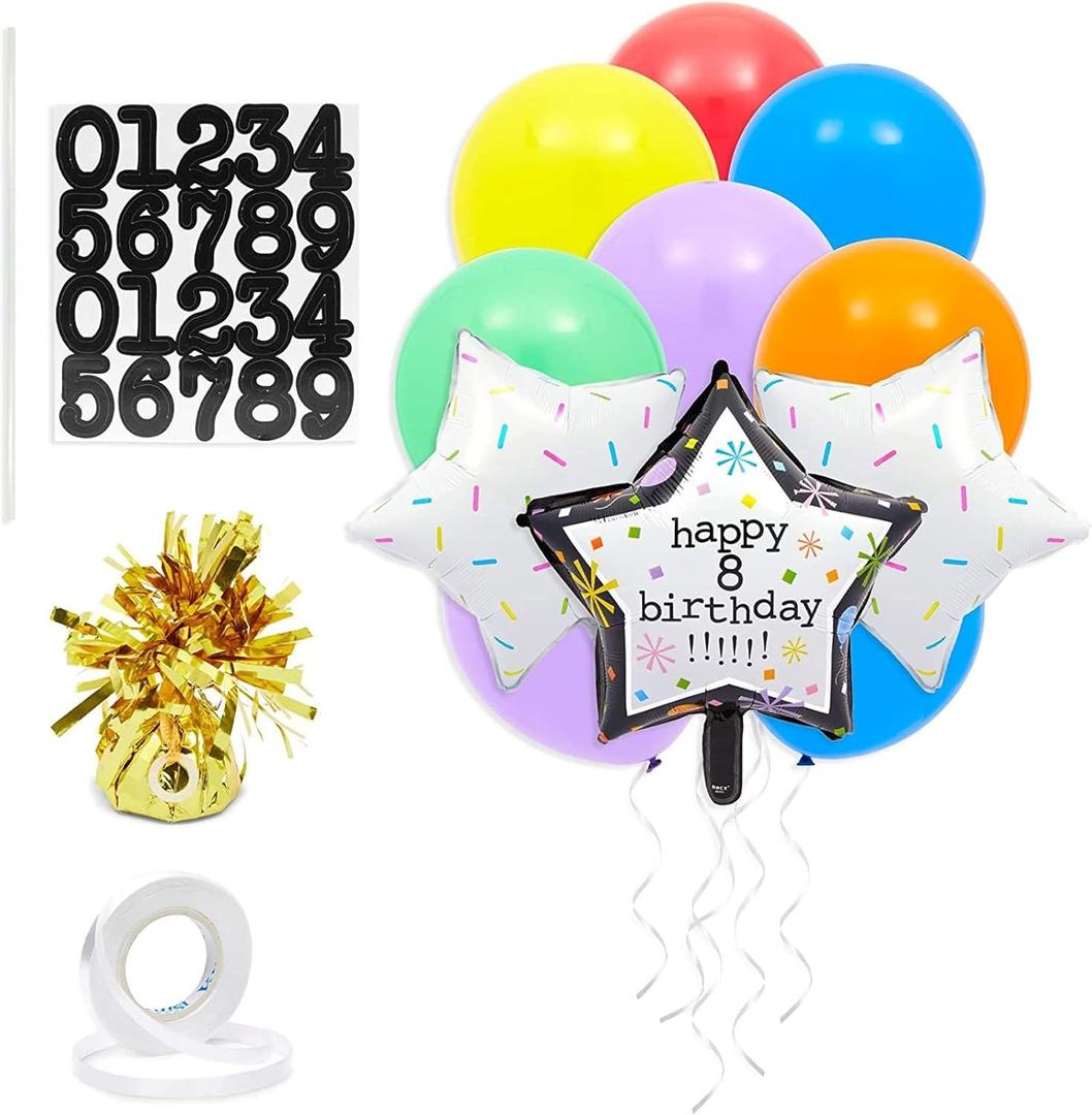 Sparkle and Bash Customizable Happy Birthday Foil Star and Latex Balloons for Decor (43 Pieces)