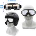 LJDJ Motorcycle Goggles,2 Pack Vintage Anti Fog Pilot PU Leather Glasses Dustproof ATV Off Road Motorbike Helmet Eyewear Protect for Ridding Motorcross Classes Aviator Goggles for Men Women Adult