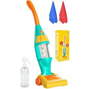 Toddler Vacuum Toy That Works with Lights & Sounds, Pretend Play Toy Vacuum for Toddlers 3-5 Years Old, Baby Vacuum for Boys Girls, Kids Vacuum Cleaner Cleaning Toys with Spray Bottle, 2 Towels