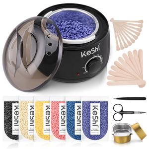 KeShi Waxing Kit, Painless Hair Removal Wax Warmer with 6 Bags Hard WaxBeans for Full Body, Legs, Face, Eyebrows & Bikini Ideal for Both Women & Men