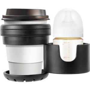 Cup Holders for UPPAbaby, Nuna, Doona, Bicicleta, Silla de ruedas, andador, Scooter Dual Drink Holder with 360 Rotation, ABS + Silicone, Holds Large & Small Cups