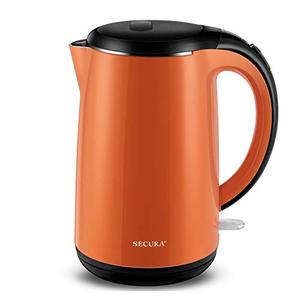 Secura Original Stainless Steel Double Wall Electric Water Kettle 1.8 Quart with Auto Shut-Off & Boil-Dry Protection, Orange SWK-1701DO/HB-3227B Size 1.7L