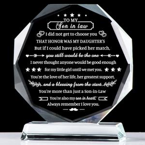 Movdyka Son in Law Gifts from Mother Father in Law, Best Birthday Gifts for Son in Law, Crystal Plaque Keepsake, Christmas Father's Day to My Favorite Son in Law