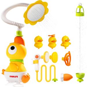 Baby Bath Toys, Baby Bath Shower Head for Bathtub with 4 Adjustable Sprayer, Control the Flow Rinser Babies with 3 Squirting Ducks for Newborns, Toddlers Kids in Bathtub Sink